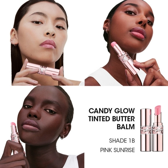 YSL Candy Glow Sheer Shine Color & Care Lip Balm: Pink Sunrise (1B), .04oz, NIB - Picture 8 of 8